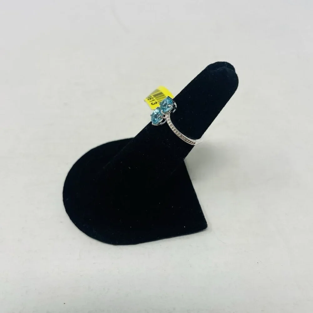 Madagascar Paraiba Apatite Size 5 925 Sterling Silver Bypass Ring 1.07 cts. 5008